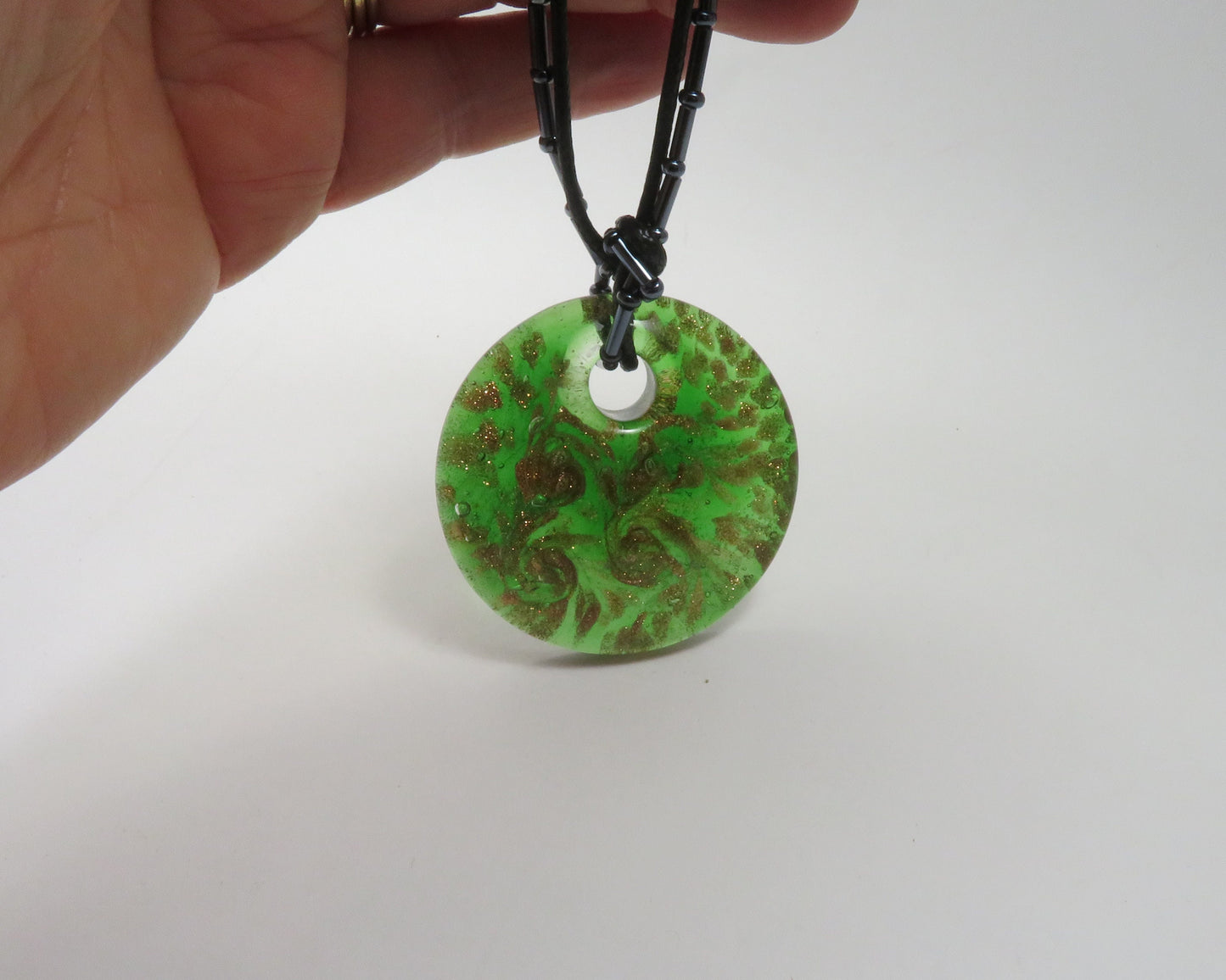 1 pendant decorated glass piece for necklace (1 piece) supplies pendant (P35)