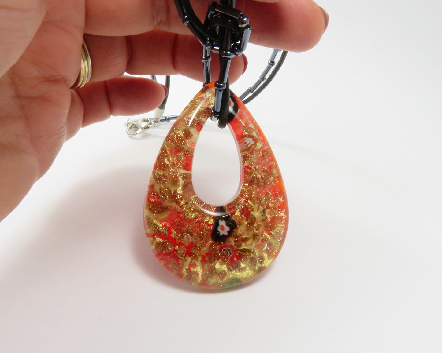 1 glass pendant - pendant for necklace (1 piece) (P36)