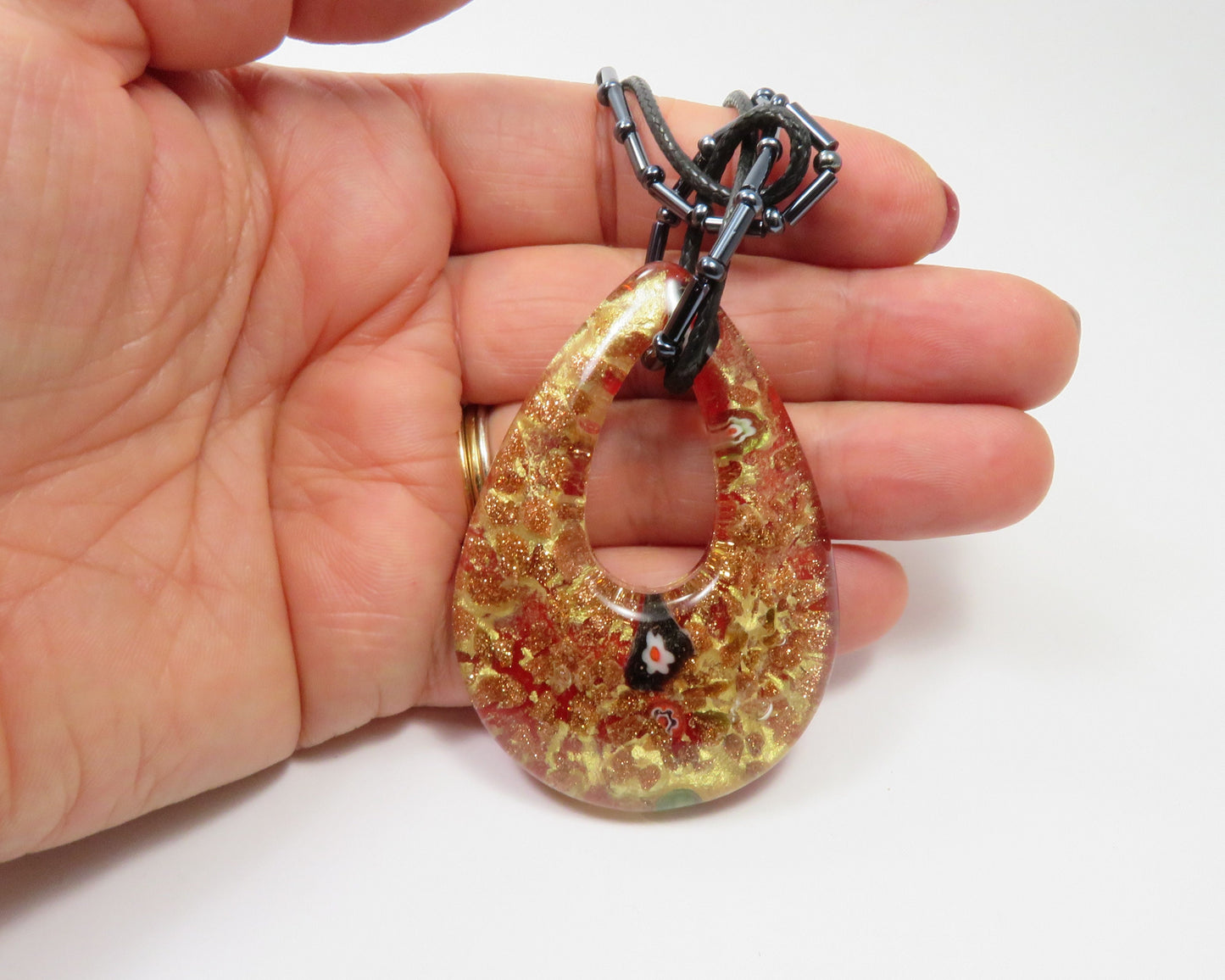 1 glass pendant - pendant for necklace (1 piece) (P36)